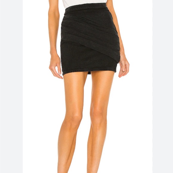 NWOT IRO back denim Massai pleated draped denim mini skirt size FR 36 - Picture 1 of 4